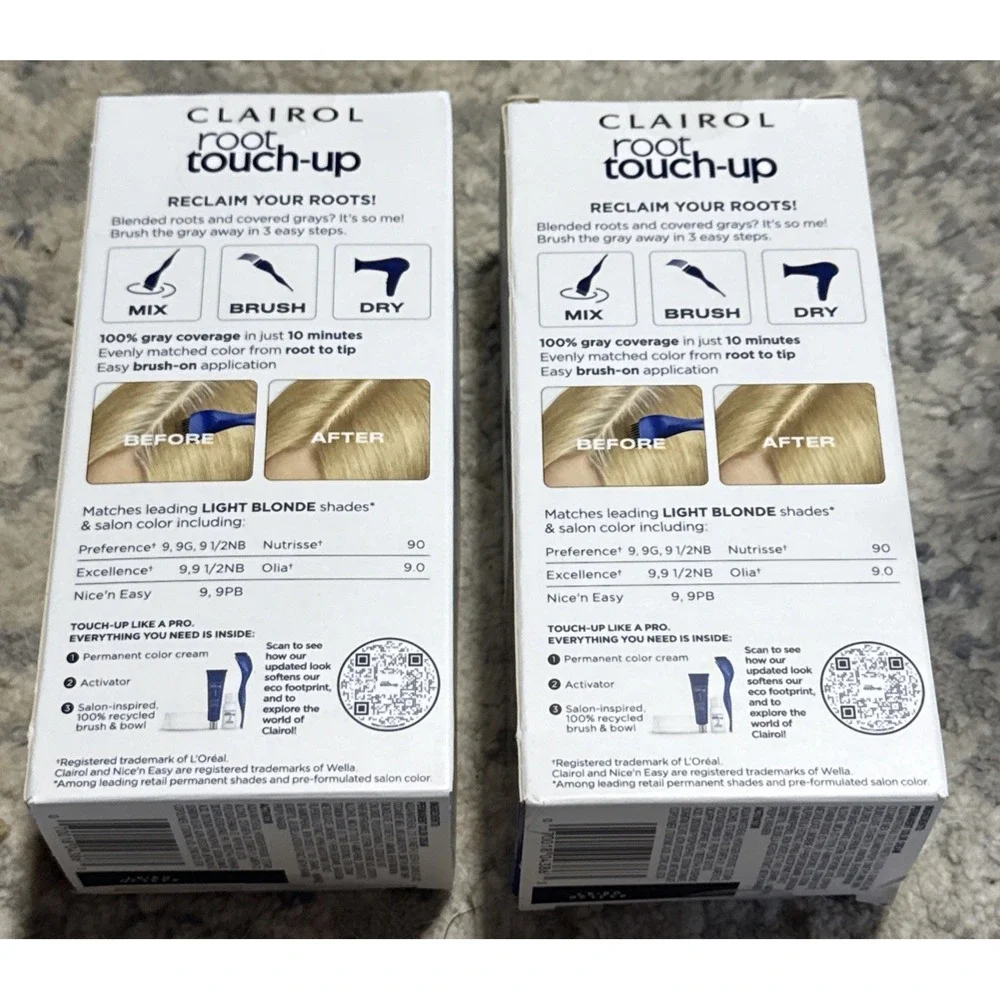 2 Pk: Clairol Root Touch-Up Permanent Hair Dye *#9 Light Blonde